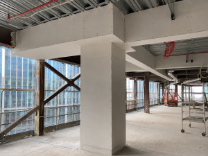 Services column and beam fire boarding