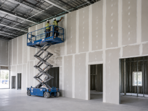 Services high level boarding using scissor lift